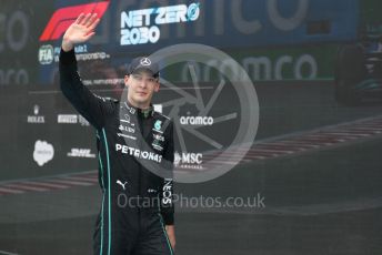 World © Octane Photographic Ltd. Formula 1– Hungarian Grand Prix - Hungaroring, Hungary. Sunday 31st July 2022 Parc Ferme. Mercedes-AMG Petronas F1 Team F1 W13 - George Russell.