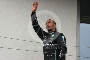 World © Octane Photographic Ltd. Formula 1– Hungarian Grand Prix - Hungaroring, Hungary. Sunday 31st July 2022 Podium. Mercedes-AMG Petronas F1 Team F1 W13 - Lewis Hamilton.