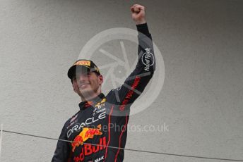 World © Octane Photographic Ltd. Formula 1– Hungarian Grand Prix - Hungaroring, Hungary. Sunday 31st July 2022 Podium. Oracle Red Bull Racing RB18 – Max Verstappen.