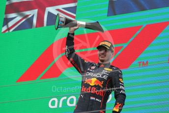 World © Octane Photographic Ltd. Formula 1– Hungarian Grand Prix - Hungaroring, Hungary. Sunday 31st July 2022 Podium. Oracle Red Bull Racing RB18 – Max Verstappen.
