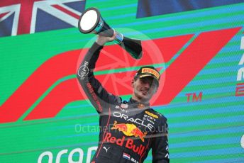 World © Octane Photographic Ltd. Formula 1– Hungarian Grand Prix - Hungaroring, Hungary. Sunday 31st July 2022 Podium. Oracle Red Bull Racing RB18 – Max Verstappen.