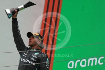 World © Octane Photographic Ltd. Formula 1– Hungarian Grand Prix - Hungaroring, Hungary. Sunday 31st July 2022 Podium. Mercedes-AMG Petronas F1 Team F1 W13 - Lewis Hamilton.