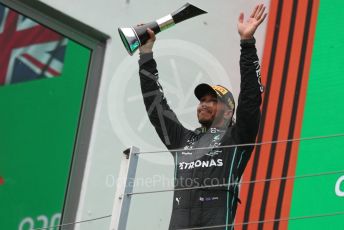 World © Octane Photographic Ltd. Formula 1– Hungarian Grand Prix - Hungaroring, Hungary. Sunday 31st July 2022 Podium. Mercedes-AMG Petronas F1 Team F1 W13 - Lewis Hamilton.