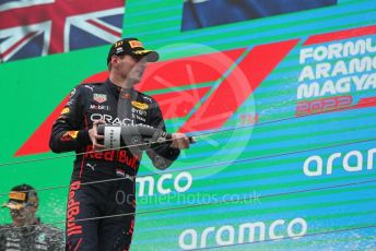 World © Octane Photographic Ltd. Formula 1– Hungarian Grand Prix - Hungaroring, Hungary. Sunday 31st July 2022 Podium. Oracle Red Bull Racing RB18 – Max Verstappen.
