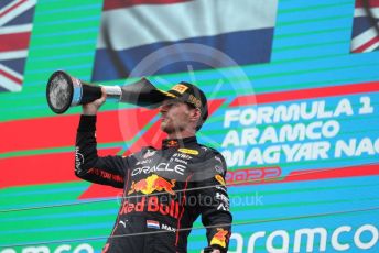 World © Octane Photographic Ltd. Formula 1– Hungarian Grand Prix - Hungaroring, Hungary. Sunday 31st July 2022 Podium. Oracle Red Bull Racing RB18 – Max Verstappen.