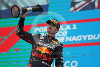 World © Octane Photographic Ltd. Formula 1– Hungarian Grand Prix - Hungaroring, Hungary. Sunday 31st July 2022 Podium. Oracle Red Bull Racing RB18 – Max Verstappen.