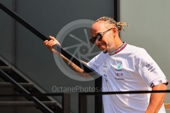 World © Octane Photographic Ltd. Formula 1 – Formula 1 – Hungarian Grand Prix - Hungaroring, Hungary. Thursday 28th July 2022 Paddock. Mercedes-AMG Petronas F1 Team F1 W13 - Lewis Hamilton.