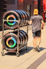 World © Octane Photographic Ltd. Formula 1 – Formula 1 – Hungarian Grand Prix - Hungaroring, Hungary. Thursday 28th July 2022 Paddock. McLaren F1 Team MCL36 soft Pirelli tyres