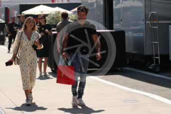 World © Octane Photographic Ltd. Formula 1 – Formula 1 – Hungarian Grand Prix - Hungaroring, Hungary. Thursday 28th July 2022 Paddock. Scuderia Ferrari F1-75 - Carlos Sainz and girlfriend Isabel Hernaez.