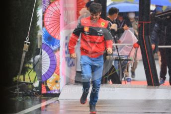 World © Octane Photographic Ltd. Formula 1 – Japanese Grand Prix - Suzuka Circuit, Japan. Friday 7th October 2022. Paddock. Scuderia Ferrari F1-75 - Carlos Sainz.