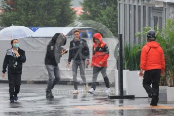 World © Octane Photographic Ltd. Formula 1 – Japanese Grand Prix - Suzuka Circuit, Japan. Friday 7th October 2022. Paddock. Scuderia Ferrari F1-75 - Charles Leclerc and Mercedes-AMG Petronas F1 Team F1 W13 - George Russell.
