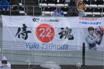 World © Octane Photographic Ltd. Formula 1 – Japanese Grand Prix - Suzuka Circuit, Japan. Friday 7th October 2022. Practice 2. Fan banner - Yuki Tsunoda.