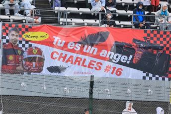 World © Octane Photographic Ltd. Formula 1 – Japanese Grand Prix - Suzuka Circuit, Japan. Friday 7th October 2022. Practice 2. Fan banner - Charles Leclerc