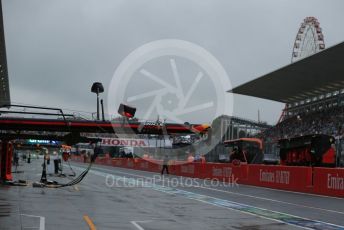 World © Octane Photographic Ltd. Formula 1 – Japanese Grand Prix - Suzuka Circuit, Japan. Friday 7th October 2022. Practice 2. Quiet wet paddock