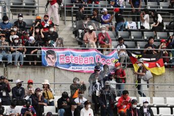 World © Octane Photographic Ltd. Formula 1 – Japanese Grand Prix - Suzuka Circuit, Japan. Saturday 8th October 2022. Practice 3. BWT Alpine F1 Team A522 - Esteban Ocon fans
