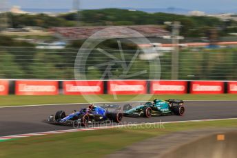 World © Octane Photographic Ltd. Formula 1 – Japanese Grand Prix - Suzuka Circuit, Japan. Saturday 8th October 2022. Qualifying. Williams Racing FW44 - Nicholas Latifi and Aston Martin Aramco Cognizant F1 Team AMR22 - Sebastian Vettel.