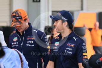 World © Octane Photographic Ltd. Formula 1 – Japanese Grand Prix - Suzuka Circuit, Japan. Saturday 8th October 2022. Paddock. Oracle Red Bull Racing RB18 – Sergio Perez and Max Verstappen
