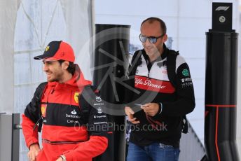 World © Octane Photographic Ltd. Formula 1 – Japanese Grand Prix - Suzuka Circuit, Japan. Saturday 8th October 2022. Paddock. Scuderia Ferrari F1-75 Reserve Driver – Antonio Giovinazzi and Alfa Romeo F1 Team Orlen C42 – Reserve driver - Robert Kubica.