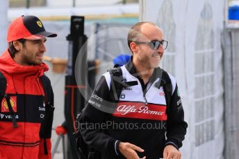World © Octane Photographic Ltd. Formula 1 – Japanese Grand Prix - Suzuka Circuit, Japan. Saturday 8th October 2022. Paddock. Scuderia Ferrari F1-75 Reserve Driver – Antonio Giovinazzi and Alfa Romeo F1 Team Orlen C42 – Reserve driver - Robert Kubica.