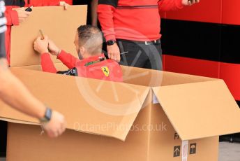 World © Octane Photographic Ltd. Formula 1 – Japanese Grand Prix - Suzuka Circuit, Japan. Thursday 6th October 2022. Arrivals. Scuderia Ferrari mechanic in a box