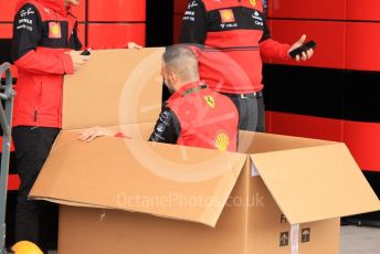 World © Octane Photographic Ltd. Formula 1 – Japanese Grand Prix - Suzuka Circuit, Japan. Thursday 6th October 2022. Arrivals. Scuderia Ferrari mechanic in a box