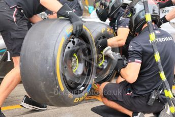 World © Octane Photographic Ltd. Formula 1 – Japanese Grand Prix - Suzuka Circuit, Japan. Thursday 6th October 2022. Pitlane. Mercedes-AMG Petronas F1 Team F1 W13 pitstop practice.