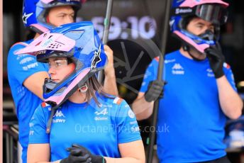 World © Octane Photographic Ltd. Formula 1 – Japanese Grand Prix - Suzuka Circuit, Japan. Thursday 6th October 2022. Pitlane. BWT Alpine F1 Team A522 pitstop practice.