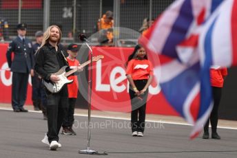 World © Octane Photographic Ltd. Formula 1 – British Grand Prix - Silverstone. Sunday 3rd July 2022. Grid. Sam Ryder (UK Eurovision 2022 entry) sings the national anthem.
