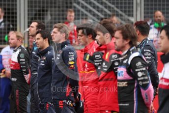 World © Octane Photographic Ltd. Formula 1 – British Grand Prix - Silverstone. Sunday 3rd July 2022. Paddock. Oracle Red Bull Racing RB18 – Max Verstappen and Sergio Perez, World © Octane Photographic Ltd. Formula 1 – British Grand Prix - Silverstone. Sunday 3rd July 2022. Grid. Scuderia Ferrari F1-75 - Charles Leclerc and Carlos Sainz and BWT Alpine F1 Team A522 - Fernando Alonso.