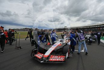 World © Octane Photographic Ltd. Formula 1 – British Grand Prix - Silverstone. Sunday 3rd July 2022. Grid. Haas F1 Team VF-22 - Mick Schumacher.