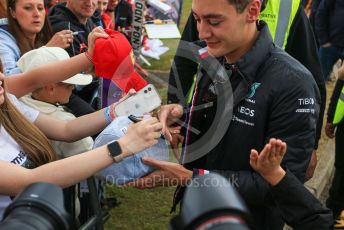 World © Octane Photographic Ltd. Formula 1 – British Grand Prix - Silverstone. Friday 1st July 2022. Paddock. Mercedes-AMG Petronas F1 Team F1 W13 - George Russell.