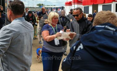 World © Octane Photographic Ltd. Formula 1 – British Grand Prix - Silverstone. Friday 1st July 2022. Paddock. Mercedes-AMG Petronas F1 Team F1 W13 - Lewis Hamilton.