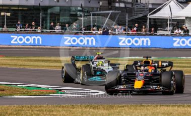 World © Octane Photographic Ltd. Formula 1 – British Grand Prix - Silverstone. Friday 1st July 2022. Practice 2. Oracle Red Bull Racing RB18 – Max Verstappen and Mercedes-AMG Petronas F1 Team F1 W13 - Lewis Hamilton.