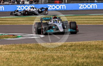 World © Octane Photographic Ltd. Formula 1 – British Grand Prix - Silverstone. Friday 1st July 2022. Practice 2. Mercedes-AMG Petronas F1 Team F1 W13 - George Russell and Scuderia AlphaTauri AT03 - Yuki Tsunoda.