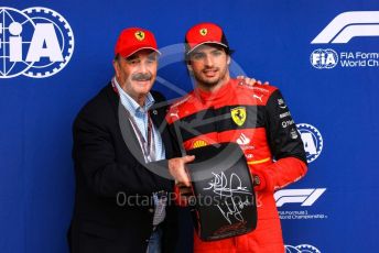 World © Octane Photographic Ltd. Formula 1 – British Grand Prix - Silverstone. Saturday 2nd July 2022. Qualifying. Scuderia Ferrari F1-75 - Carlos Sainz and Nigel Mansell,