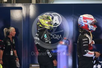 World © Octane Photographic Ltd. Formula 1 – British Grand Prix - Silverstone. Saturday 2nd July 2022. Qualifying. Mercedes-AMG Petronas F1 Team F1 W13 - Lewis Hamilton and Alfa Romeo F1 Team Orlen C42 - Guanyu Zhou.