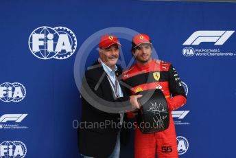 World © Octane Photographic Ltd. Formula 1 – British Grand Prix - Silverstone. Saturday 2nd July 2022. Qualifying. Scuderia Ferrari F1-75 - Carlos Sainz and Nigel Mansell,