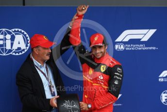 World © Octane Photographic Ltd. Formula 1 – British Grand Prix - Silverstone. Saturday 2nd July 2022. Qualifying. Scuderia Ferrari F1-75 - Carlos Sainz and Nigel Mansell,