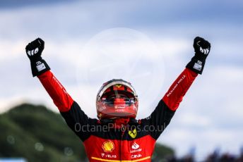 World © Octane Photographic Ltd. Formula 1 – British Grand Prix - Silverstone. Sunday 3rd July 2022. Parc Ferme. Scuderia Ferrari F1-75 - Carlos Sainz 1st ever F1 win!