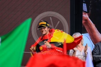 World © Octane Photographic Ltd. Formula 1 – British Grand Prix - Silverstone. Sunday 3rd July 2022. Podium. Scuderia Ferrari F1-75 - Carlos Sainz.