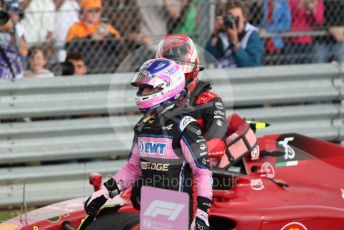 World © Octane Photographic Ltd. Formula 1 – British Grand Prix - Silverstone. Sunday 3rd July 2022. Parc Ferme. Scuderia Ferrari F1-75 - Carlos Sainz and BWT Alpine F1 Team A522 - Fernando Alonso - The only 2 Spanish F1 winners.