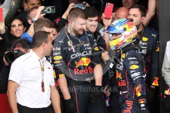 World © Octane Photographic Ltd. Formula 1 – British Grand Prix - Silverstone. Sunday 3rd July 2022. Parc Ferme. Oracle Red Bull Racing RB18 – Sergio Perez.
