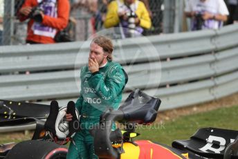 World © Octane Photographic Ltd. Formula 1 – British Grand Prix - Silverstone. Sunday 3rd July 2022. Parc Ferme. Aston Martin Aramco Cognizant F1 Team AMR22 - Sebastian Vettel.