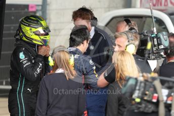 World © Octane Photographic Ltd. Formula 1 – British Grand Prix - Silverstone. Sunday 3rd July 2022. Parc Ferme. Mercedes-AMG Petronas F1 Team F1 W13 - Lewis Hamilton.