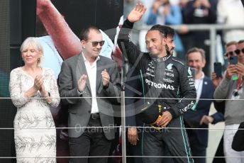 World © Octane Photographic Ltd. Formula 1 – British Grand Prix - Silverstone. Sunday 3rd July 2022. Podium. Mercedes-AMG Petronas F1 Team F1 W13 - Lewis Hamilton.