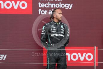 World © Octane Photographic Ltd. Formula 1 – British Grand Prix - Silverstone. Sunday 3rd July 2022. Podium. Mercedes-AMG Petronas F1 Team F1 W13 - Lewis Hamilton.