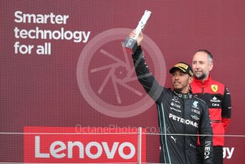 World © Octane Photographic Ltd. Formula 1 – British Grand Prix - Silverstone. Sunday 3rd July 2022. Podium. Mercedes-AMG Petronas F1 Team F1 W13 - Lewis Hamilton.