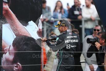 World © Octane Photographic Ltd. Formula 1 – British Grand Prix - Silverstone. Sunday 3rd July 2022. Podium. Mercedes-AMG Petronas F1 Team F1 W13 - Lewis Hamilton.