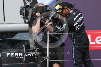 World © Octane Photographic Ltd. Formula 1 – British Grand Prix - Silverstone. Sunday 3rd July 2022. Podium. Mercedes-AMG Petronas F1 Team F1 W13 - Lewis Hamilton.