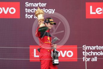 World © Octane Photographic Ltd. Formula 1 – British Grand Prix - Silverstone. Sunday 3rd July 2022. Podium. Scuderia Ferrari F1-75 - Carlos Sainz.